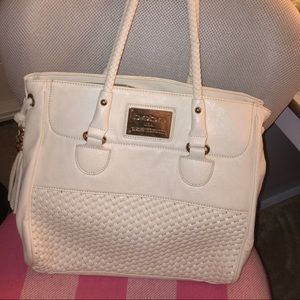 Bebe White Shoulder Handbag